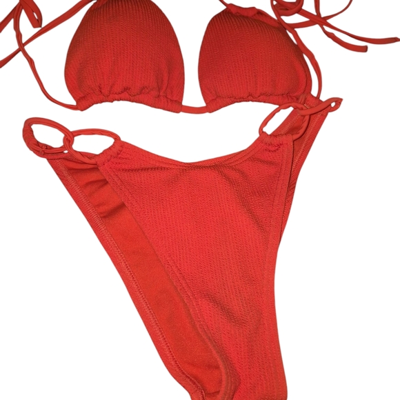 Damsel Vibrant Red Triangle 2 Piece Bikini with High-Cut Design - Picture 3 of 6